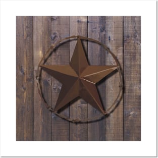 Rustic Farmhouse  Barn Wood Brown Western Country Star Posters and Art